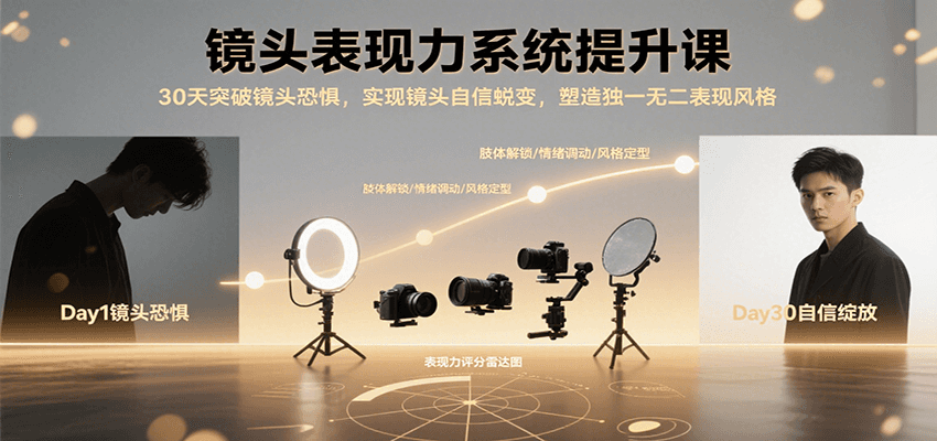 镜头表现力系统提升课，30天突破镜头恐惧实现自信蜕变，塑造独一无二表现风格-鼎铸网