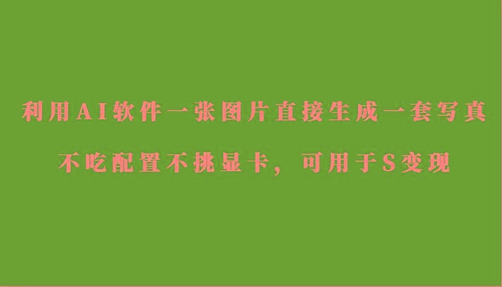 利用AI软件只需一张图片直接生成一套写真，不吃配置不挑显卡，可用于S变现-鼎铸网