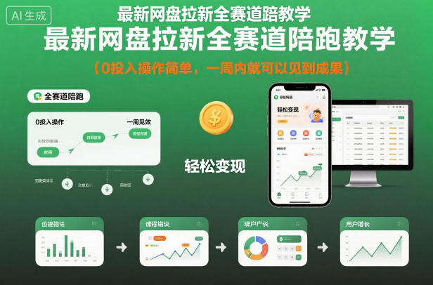 最新网盘拉新全赛道陪跑教学，0投入操作简单，一周内就可以见到成果-鼎铸网