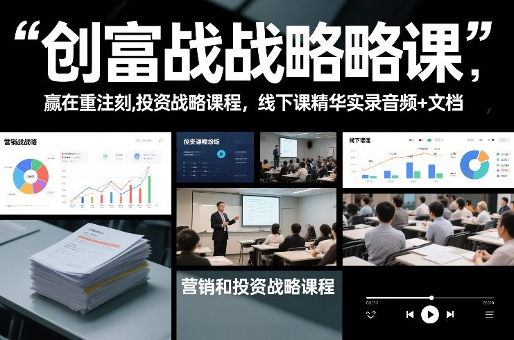 创富战略课，赢在重注时刻，营销和投资战略课程，线下课精华实录音频+文档-鼎铸网