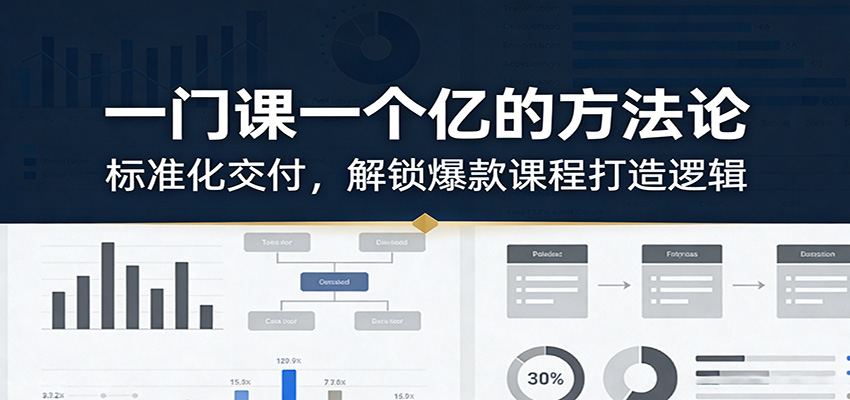 一门课一个亿的方法论：标准化交付，解锁爆款课程打造逻辑-鼎铸网