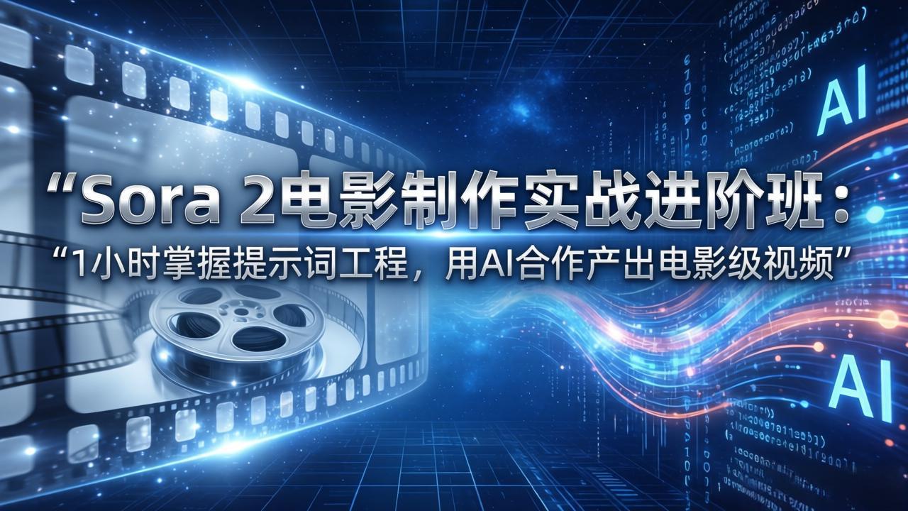 Sora 2电影制作实战进阶班：1小时掌握提示词工程，用AI合作产出电影级视频-鼎铸网