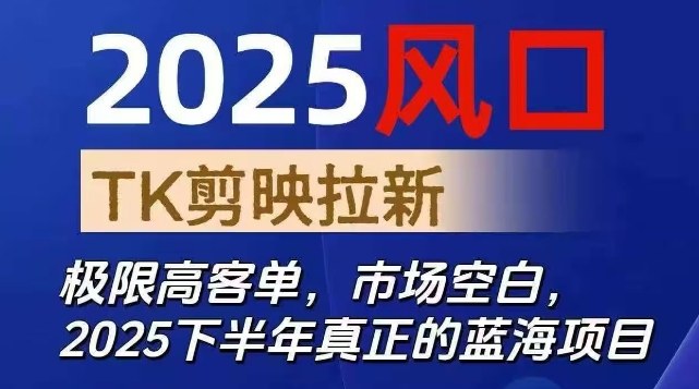 2025风口TK剪映capcut拉新项目，极限高客单，市场空白，2025下半年真正的蓝海项目-鼎铸网