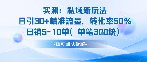 实测私域新玩法日引30加精准流量转化率50%日销5-10单每笔3张-鼎铸网