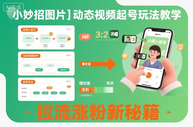 小妙招图片＋动态视频起号玩法教学，拉流涨粉新秘籍-鼎铸网