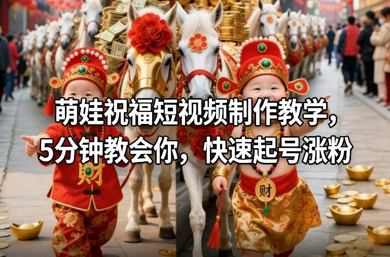 萌娃祝福短视频制作教学，5分钟教会你，快速起号涨粉-鼎铸网