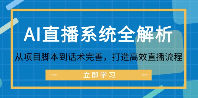AI直播系统全解析：从项目脚本到话术完善，打造高效直播流程-鼎铸网