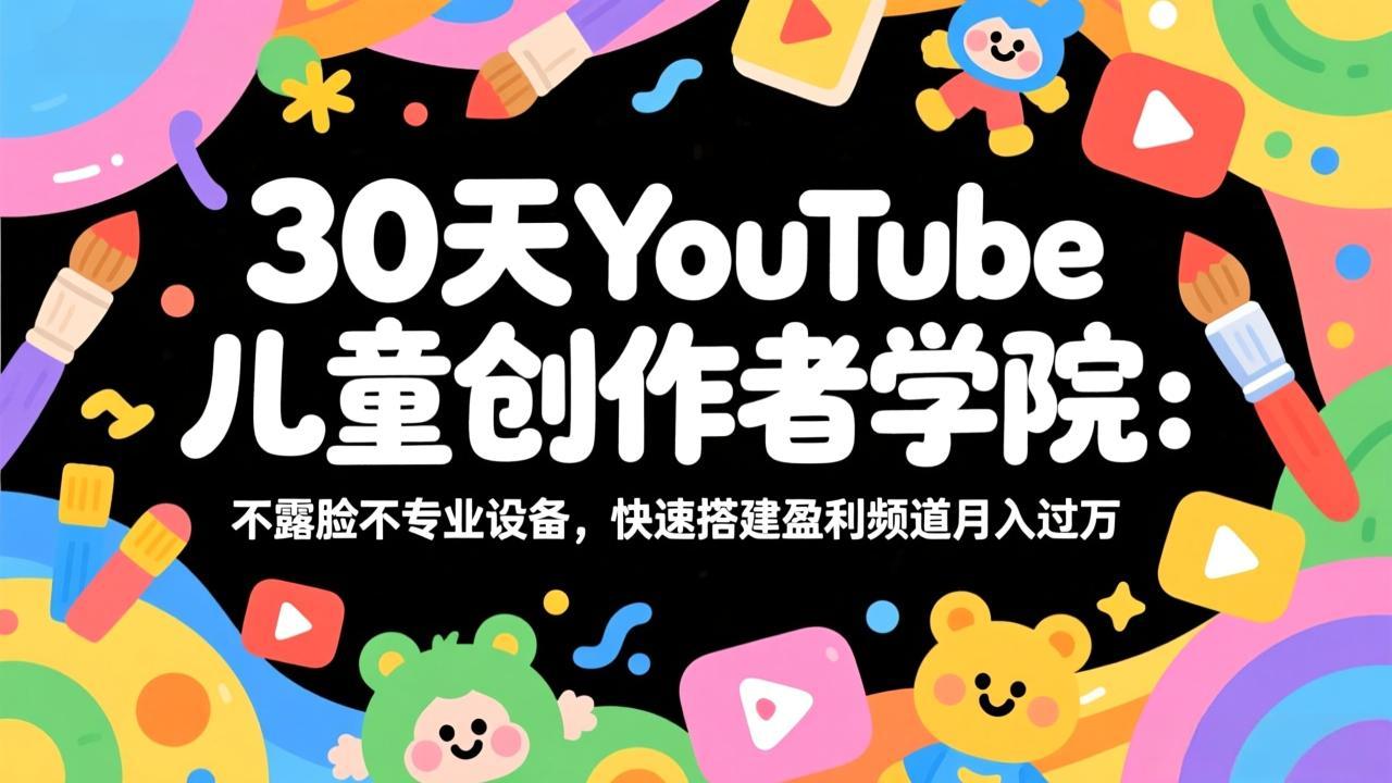 30天YouTube儿童创作者学院：不露脸不专业设备，快速搭建盈利频道月入过万-鼎铸网