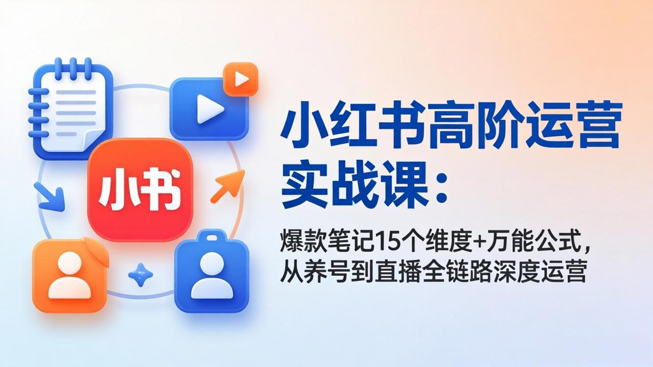 140f5e03c6ee9d09b3bddfc58c3cff7a.jpeg 小红书高阶运营实战课:爆款笔记15个维度+万能公式,从养号到直播全链路深度运营