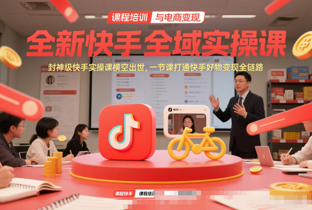 全新快手全域实操课，封神级快手实操课横空出世，一节课打通快手好物变现全链路-鼎铸网