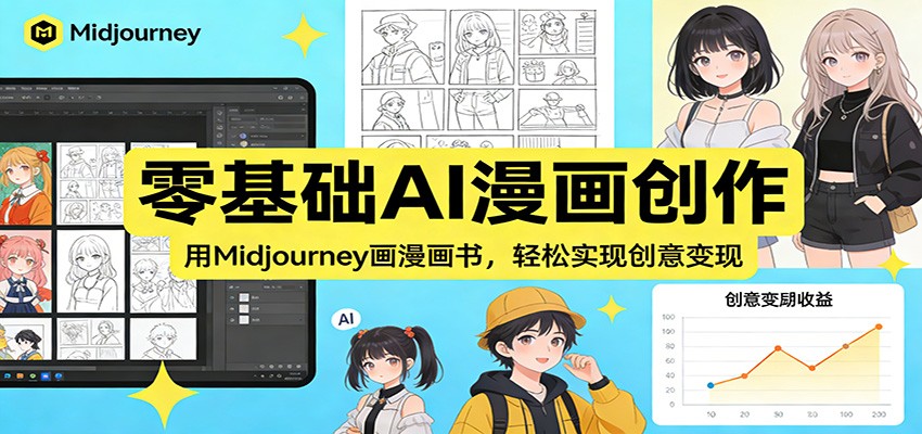 零基础AI漫画创作：用Midjourney画漫画书，轻松实现创意变现-鼎铸网