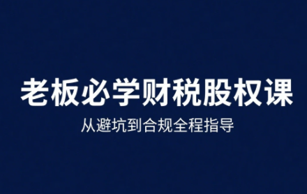 唐老师·25年企业财税与股权实战课-鼎铸网