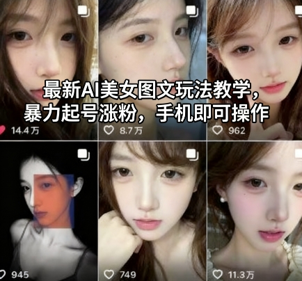 最新AI美女图文玩法教学，暴力起号涨粉，手机即可操作-鼎铸网