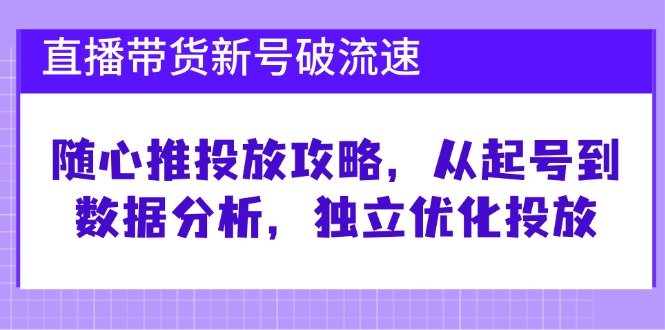 直播带货新号破 流速：随心推投放攻略，从起号到数据分析，独立优化投放-鼎铸网
