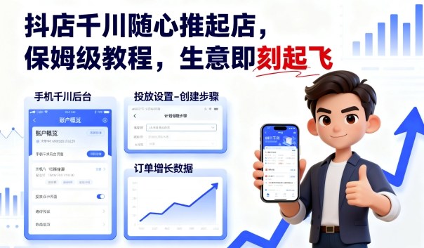 抖店千川随心推起店，保姆级教程，生意即刻起飞-鼎铸网