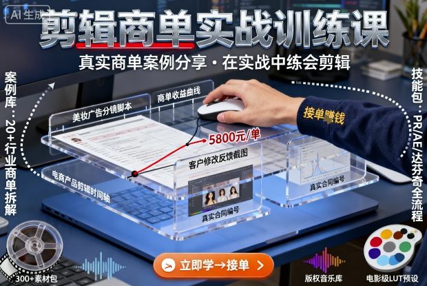 剪辑商单实战训练课，真实商单案例分享，在实战中练会剪辑-鼎铸网