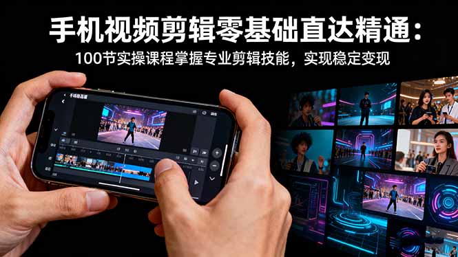 手机视频剪辑零基础直达精通：100节实操课程掌握专业剪辑技能，实现稳...-鼎铸网