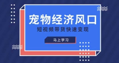 宠物赛道快速变现精品课，宠物经济风口，短视频带货快速变现-鼎铸网