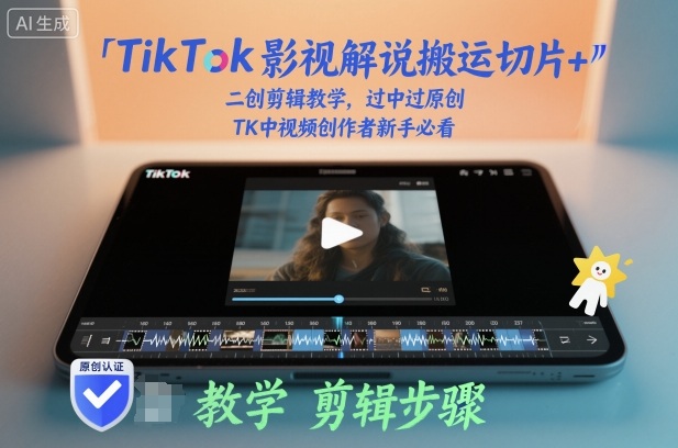 TikTok影视解说搬运切片+二创剪辑教学，过中过原创，TK中视频创作者新手必看-鼎铸网