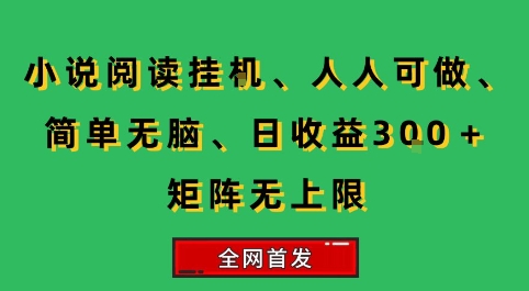小说挂G阅读，人人可做，简单无脑，一天收益3张+矩阵无限上，全网首发【揭秘】-鼎铸网