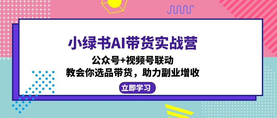 小绿书AI带货实战营：公众号+视频号联动，教会你选品带货，助力副业增收-鼎铸网
