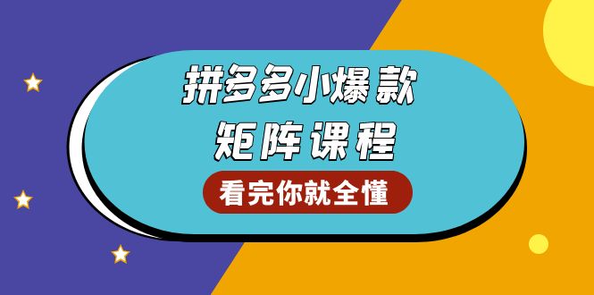 拼多多爆款矩阵课程：教你测出店铺爆款，优化销量，提升GMV，打造爆款群-鼎铸网