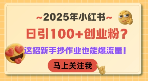 2025年小红书日引100+创业粉？这招新手抄作业也能爆流量！-鼎铸网