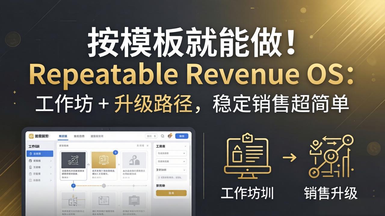 按模板就能做！Repeatable Revenue OS：工作坊 + 升级路径，稳定销售超简单-鼎铸网