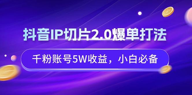 抖音IP切片2.0爆单打法，千粉账号5W收益，小白必备-鼎铸网