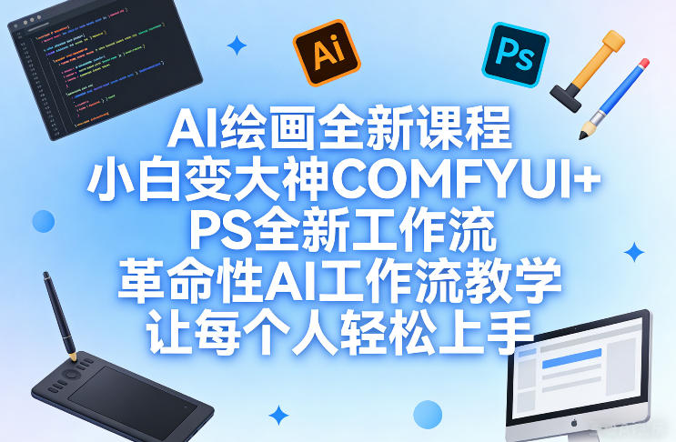 AI绘画全新课程，小白变大神COMFYUI+PS全新工作流，革命性AI工作流教学，让每个人轻松上手-鼎铸网