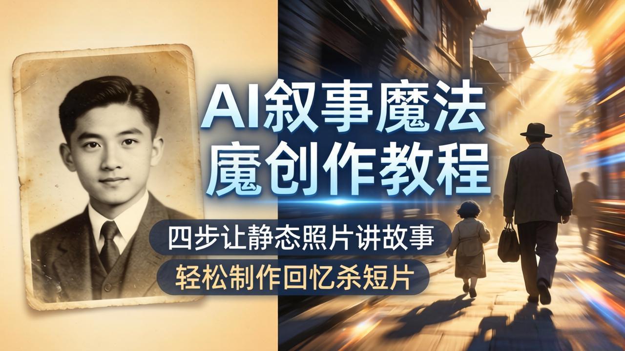 AI叙事魔法创作教程，四步让静态照片讲故事，老照片修复加动态特效，轻松制作回忆杀短片-鼎铸网