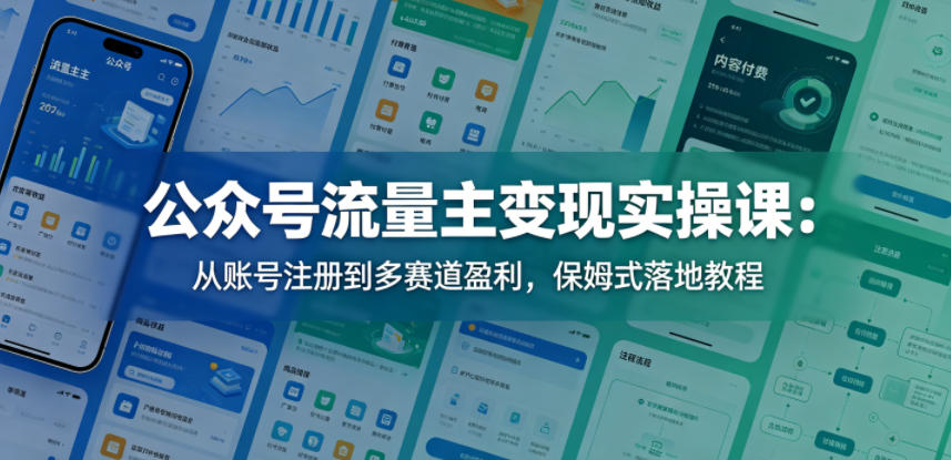 公众号流量主变现实操课：从账号注册到多赛道盈利，保姆式落地教程-鼎铸网