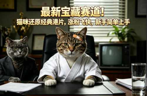 最新宝藏赛道！猫咪还原经典港片，涨粉飞快，新手简单上手-鼎铸网