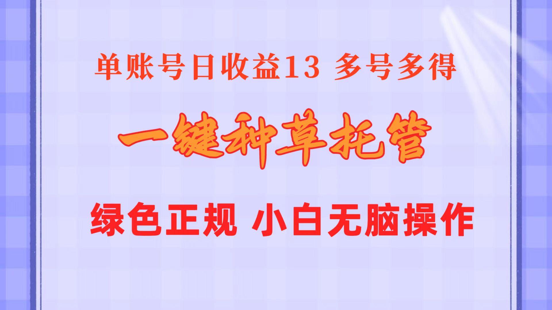 一键种草托管 单账号日收益13元  10个账号一天130  绿色稳定 可无限推广-鼎铸网