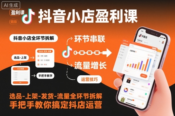 抖音小店盈利课-选品-上架-发货-流量全环节拆解，手把手教你搞定抖店运营-鼎铸网