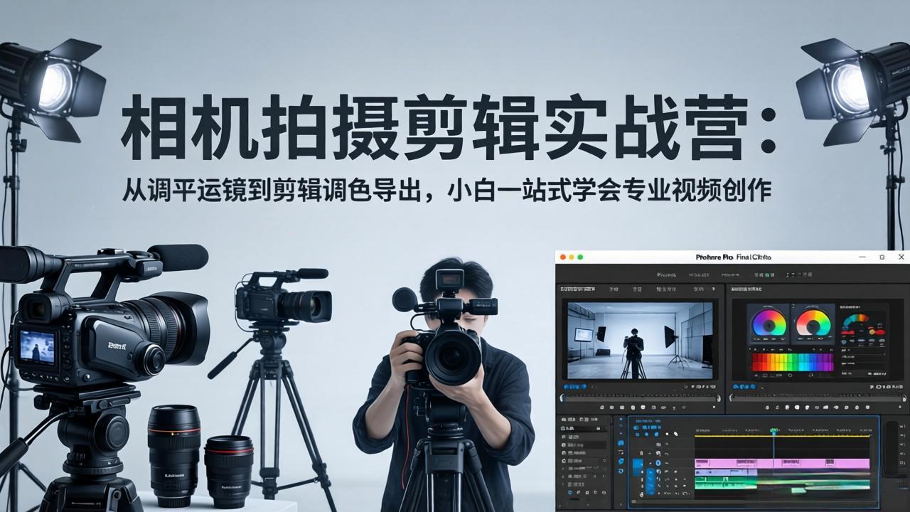 相机拍摄剪辑实战营：从调平运镜到剪辑调色导出，小白一站式学会专业视频创作-鼎铸网