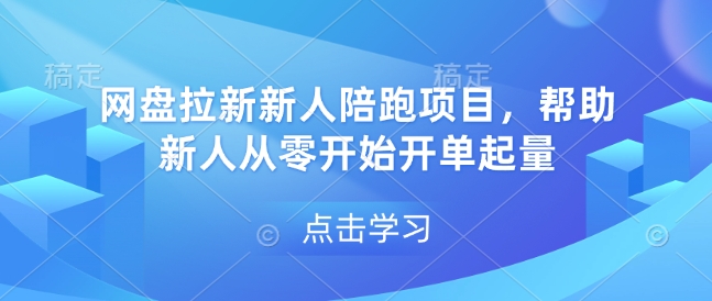 网盘拉新新人陪跑项目，帮助新人从零开始开单起量-鼎铸网