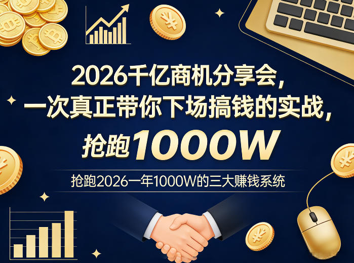 2026千亿商机分享会，一次真正带你下场搞钱的实战，抢跑2026一年1000W的三大賺钱系统-鼎铸网