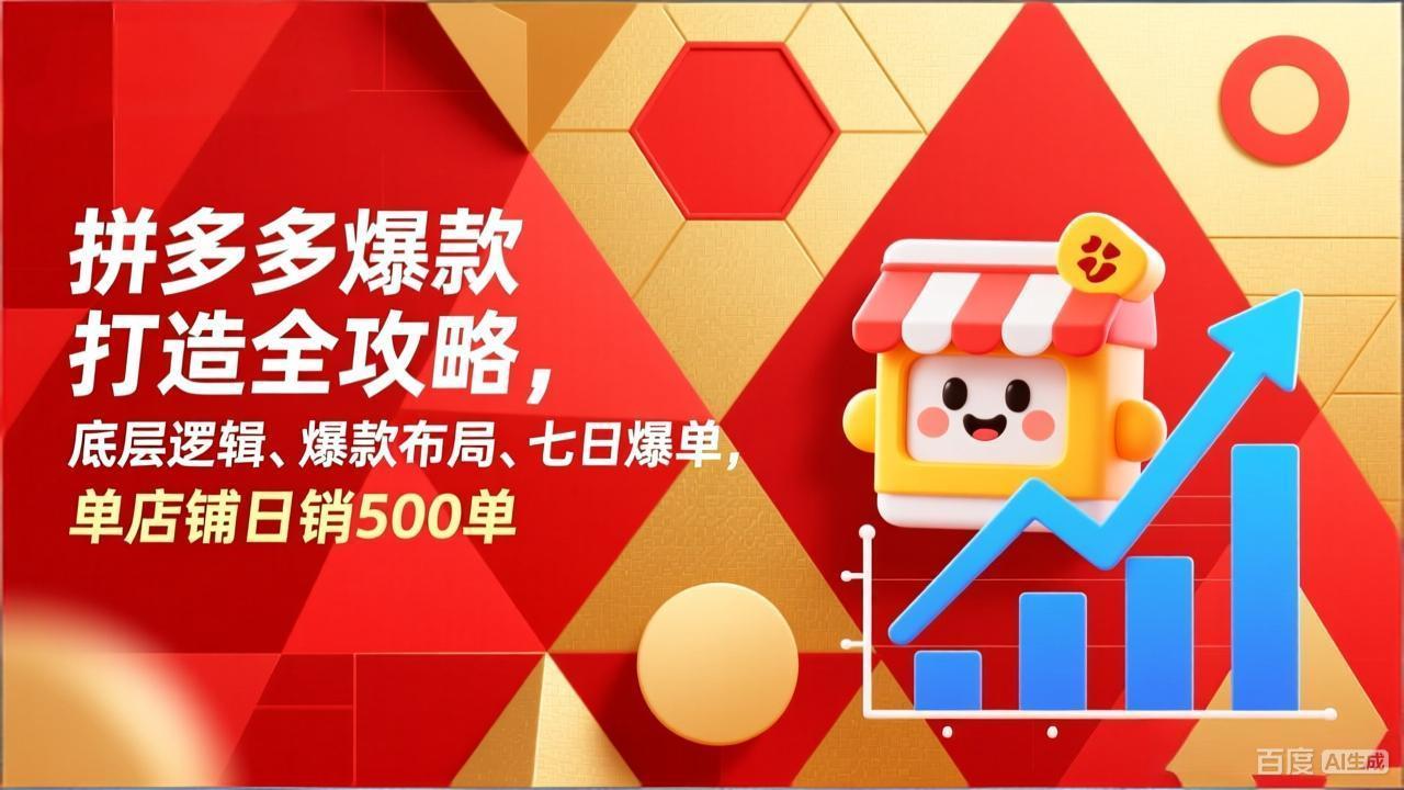 拼多多爆款打造全攻略，底层逻辑、爆款布局、七日爆单，单店铺日销500单-鼎铸网