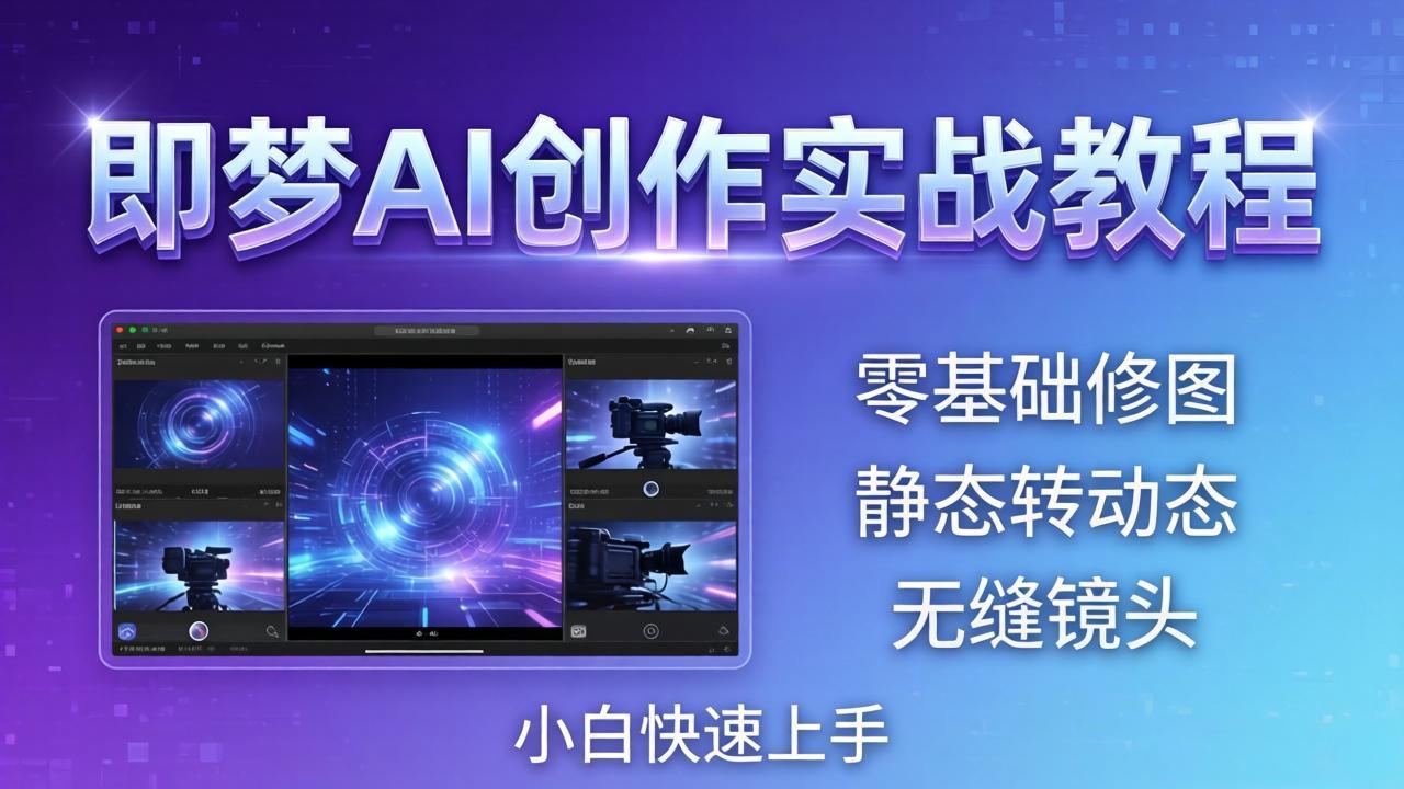即梦AI创作实战教程，从零基础修图到AI导演，实战教学静态转动态+无缝镜头，小白快速上手-鼎铸网