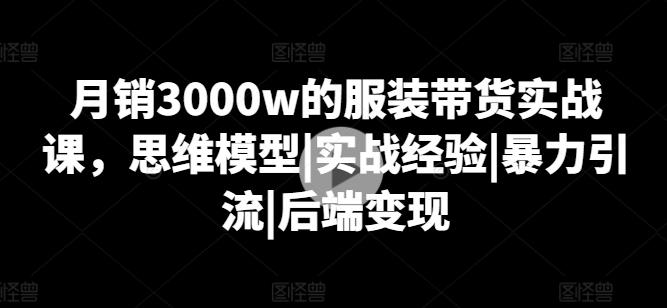 月销3000w的服装带货实战课，思维模型|实战经验|暴力引流|后端变现-鼎铸网