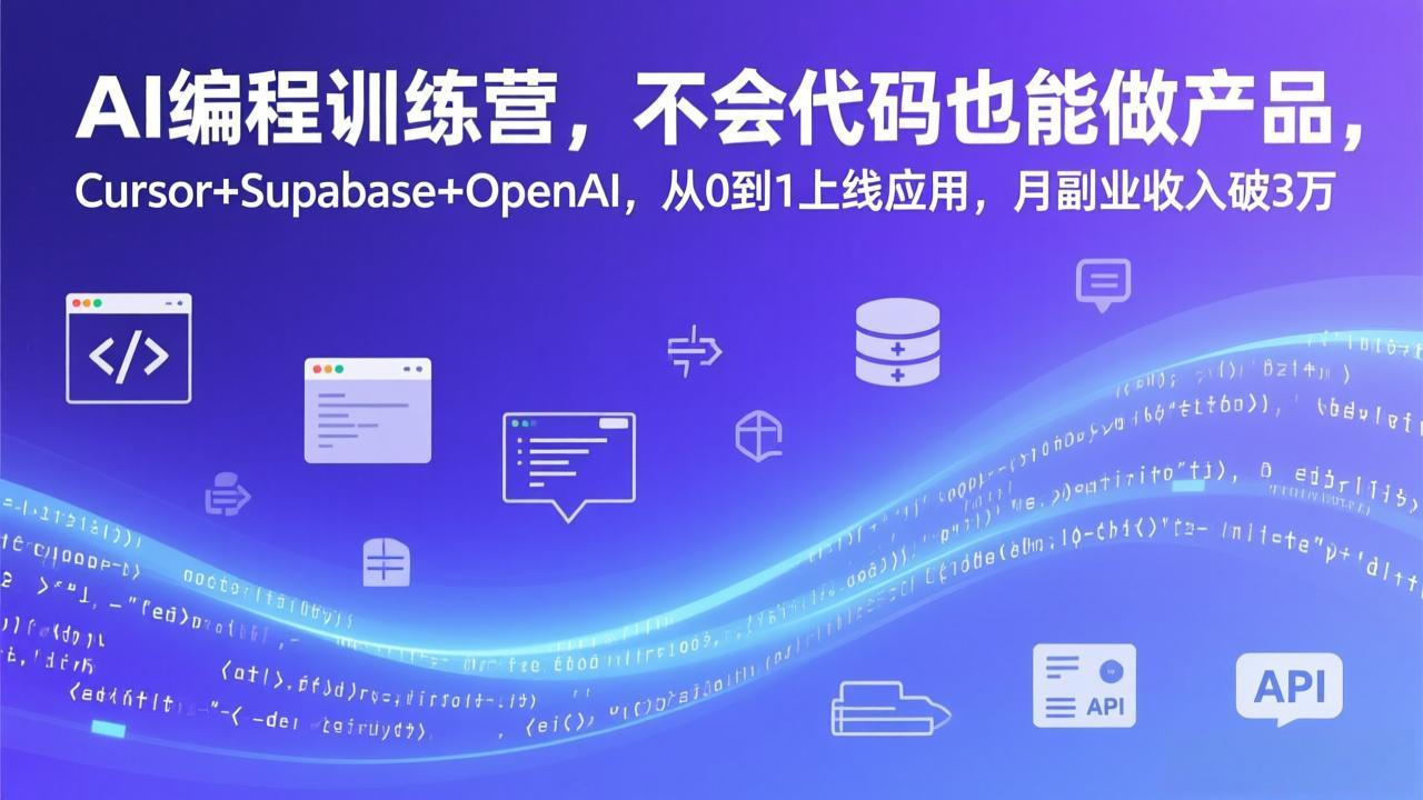 AI编程训练营，不会代码也能做产品，Cursor+Supabase+OpenAI，从0到1上线应用，月副业收入破3万-鼎铸网