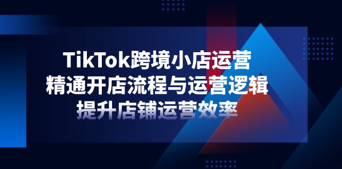 TikTok跨境小店运营，精通开店流程与运营逻辑，提升店铺运营效率-鼎铸网