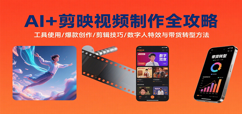 AI+剪映视频制作全攻略：工具使用/爆款创作/剪辑技巧/数字人特效与带货转型方法-鼎铸网