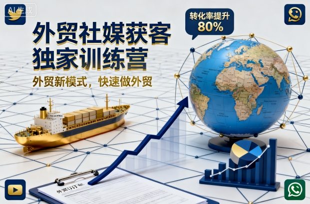 外贸社媒获客独家训练营，外贸新模式，快速做外贸(更新26年2月)-鼎铸网