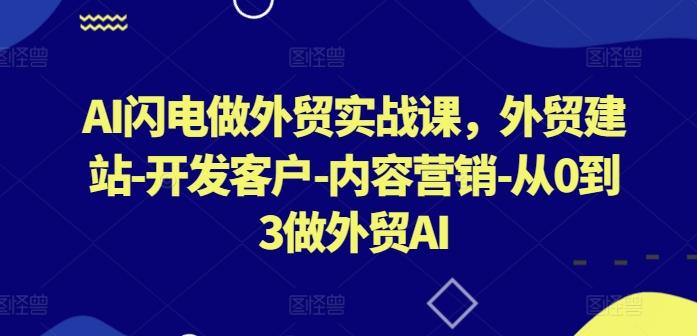 AI闪电做外贸实战课，​外贸建站-开发客户-内容营销-从0到3做外贸AI-鼎铸网