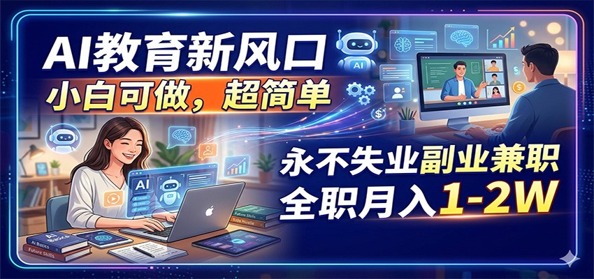AI教育新风口，小白可做，超简单，永不失业副业兼职 全职月入1-2W-鼎铸网