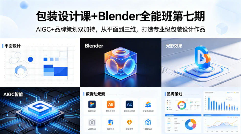 包装设计课+Blender全能班第七期，AIGC+品牌策划双加持，从平面到三维，打造专业级包装设计作品-鼎铸网