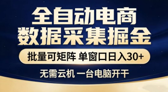 独家电商数据全自动采集项目，批量可矩阵，单窗口轻松日入3张+【揭秘】-鼎铸网