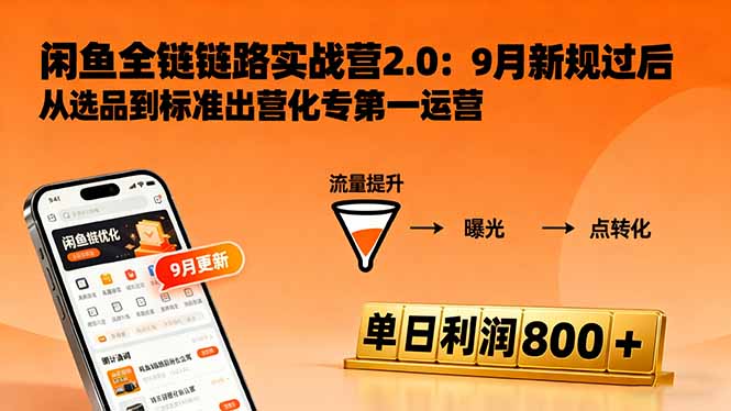 闲鱼变现课3.0：掌握链接优化、流量提升、商业变现，单日利润800+-鼎铸网